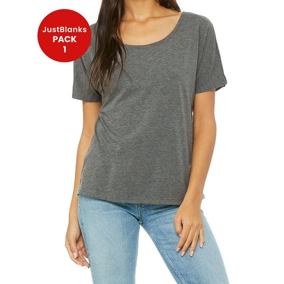 JustBlanks Women Slouchy Tee 65/35 polyester/viscose Relaxed slouchy fit Subtle curved bottom hem