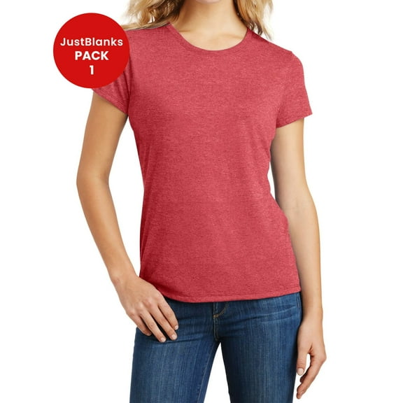 JustBlanks Ladies Perfect Tri Shoulder to shoulder taping Crew T Shirt