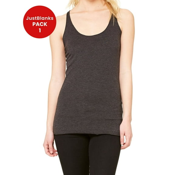 JustBlanks Women Triblend Racerback Tank Raw edge seams Pre shrunk Relaxed fit