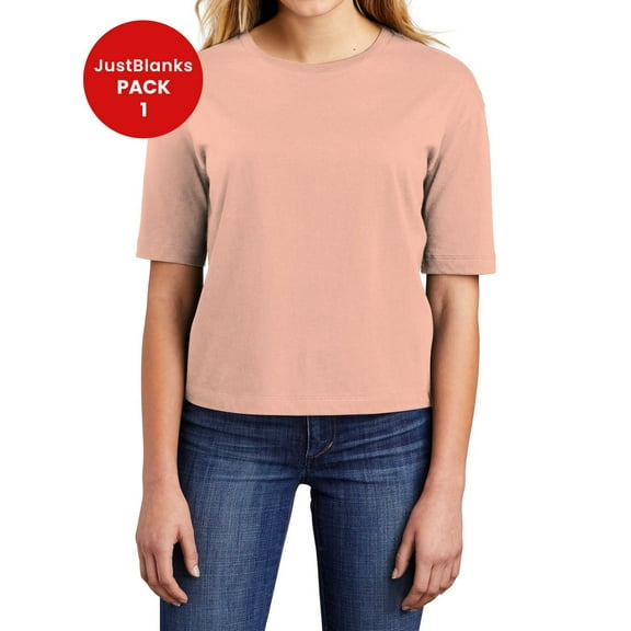 JustBlanks Long Sleeve Tees for Women Performance Boxier Fit Crewneck Tee Shirt