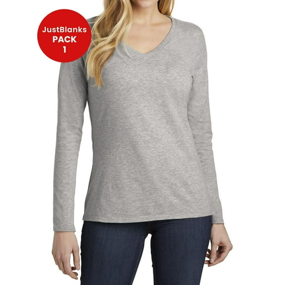 JustBlanks Women Very Important Tee Long Sleeve V Neck 30 singles Shoulder to shoulder taping