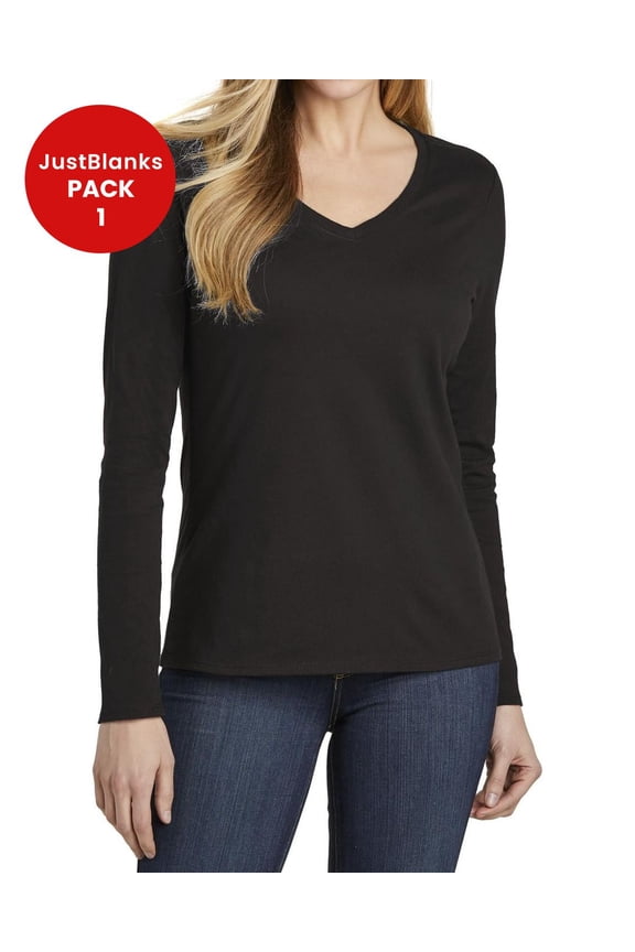 Women Very Important Tee Long Sleeve V Neck 30 singles Shoulder to shoulder taping