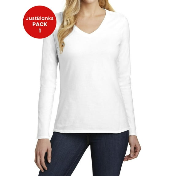JustBlanks Women Very Important Tee Long Sleeve V Neck 30 singles Shoulder to shoulder taping