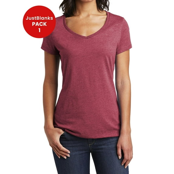 JustBlanks Womens Slim Fit V Neck Soft Cotton Comfortable Lightweight Casual T Shirt
