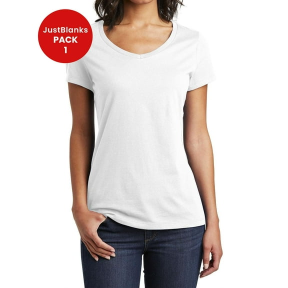 JustBlanks Womens Slim Fit V Neck Soft Cotton Comfortable Lightweight Casual T Shirt