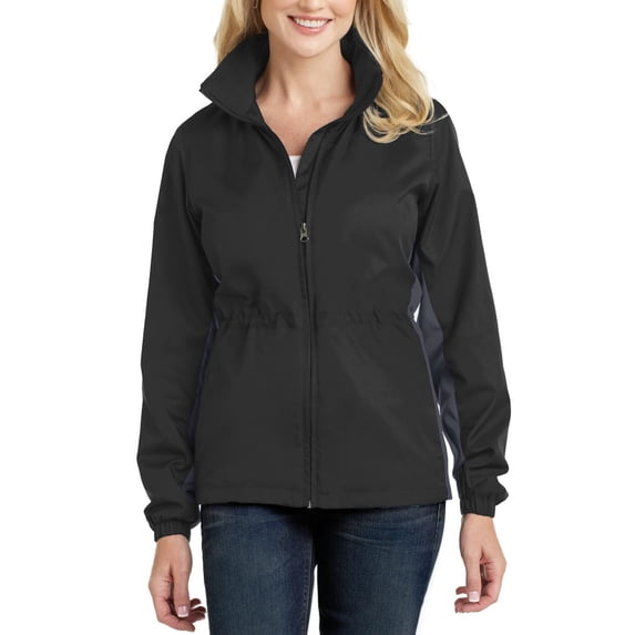 JustBlanks Womens Colorblock Full Zip Lightweight Windbreaker Jacket with Hood