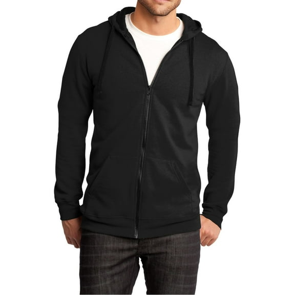 JustBlanks Full Zip Hoodie Cotton Polyester Fleece Long Sleeve Lightweight Drawstring Hooded Sweatshirt