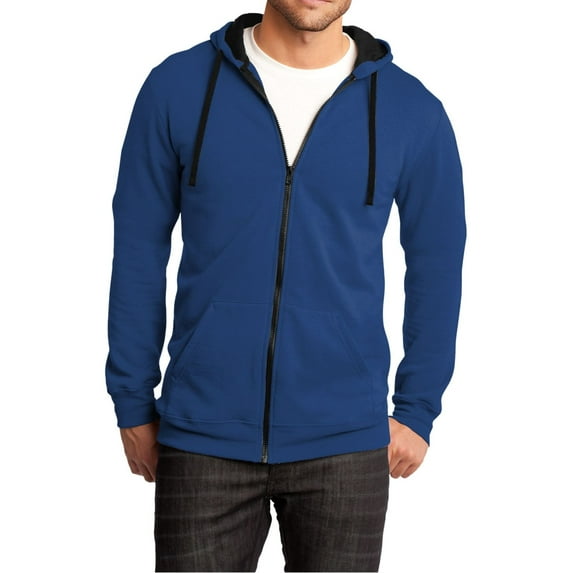 JustBlanks Full Zip Hoodie Cotton Polyester Fleece Long Sleeve Lightweight Drawstring Hooded Sweatshirt