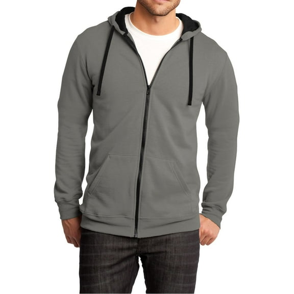 JustBlanks Young Men's The Concert Fleece Full Zip Hoodie, Grey, 4XL