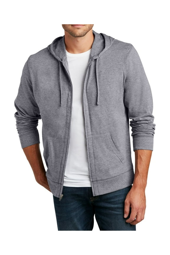 Lightweight Jersey Full Zip Hoodie Ribbed Cuffs
