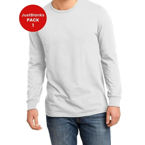 JustBlanks Young Mens The Concert Tee Long Sleeve Rib knit cuffs 100 Soft Spun Cotton 4.3 oz. Weight