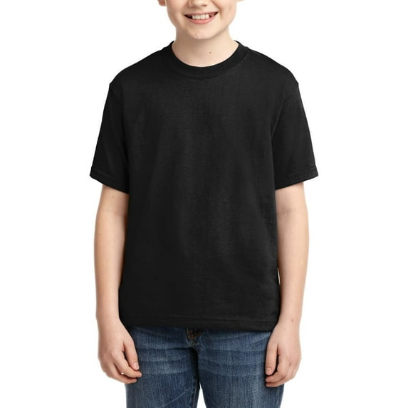 JustBlanks Youth DRI-POWER ACTIVE T-Shirt Shoulder To Shoulder Taping Double Needle Sleeves And Hem, Black, M