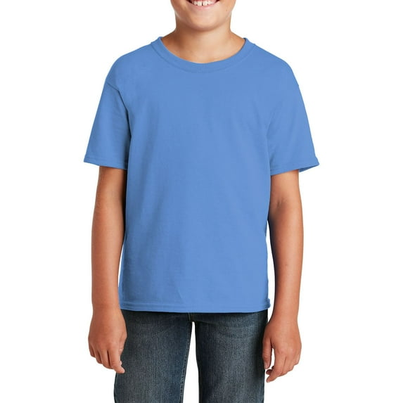 JustBlanks Youth DRI-POWER ACTIVE T-Shirt Shoulder To Shoulder Taping Double Needle Sleeves And Hem, Columbia Blue, S