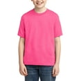 thumbnail image 1 of JustBlanks Youth DRI-POWER ACTIVE T-Shirt Shoulder To Shoulder Taping Double Needle Sleeves And Hem, Neon Pink, M, 1 of 1