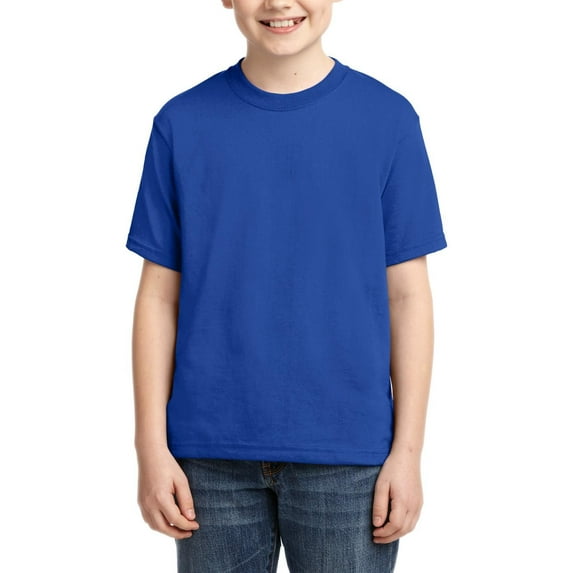 JustBlanks Youth DRI-POWER ACTIVE T-Shirt Shoulder To Shoulder Taping Double Needle Sleeves And Hem, Royal, M
