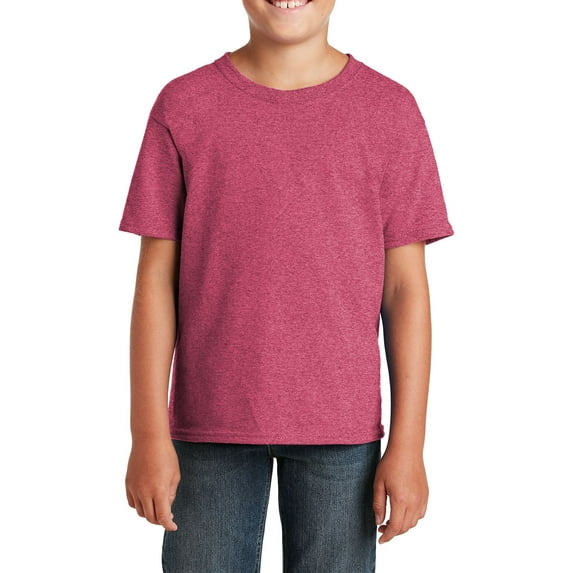 JustBlanks Youth DRI-POWER ACTIVE T-Shirt Shoulder To Shoulder Taping Double Needle Sleeves And Hem, VINTAGE HTH RED, XS