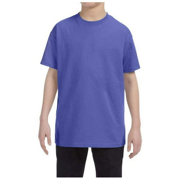JustBlanks Youth DRI-POWER ACTIVE T-Shirt Shoulder To Shoulder Taping Double Needle Sleeves And Hem, Violet, XL