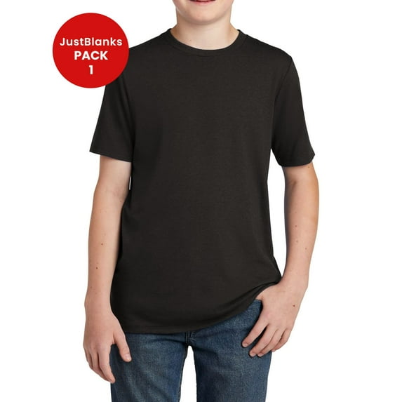 JustBlanks Youth Perfect Tri Tee Shoulder to shoulder taping 1x1 rib knit neck 32 singles