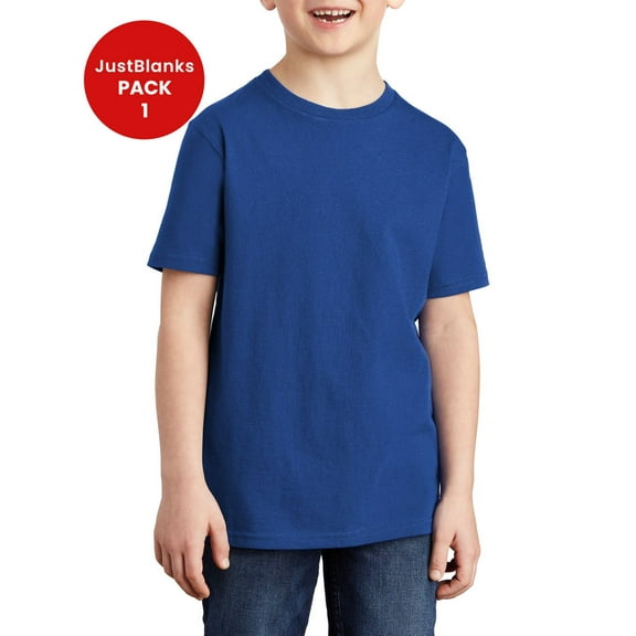 JustBlanks Youth Short Sleeve Crewneck Durable Lightweight Everyday Wear T Shirt
