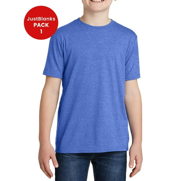 JustBlanks Youth Short Sleeve Crewneck Durable Lightweight Everyday Wear T Shirt