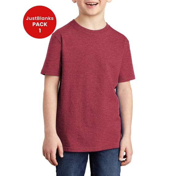 JustBlanks Youth Short Sleeve Crewneck Durable Lightweight Everyday Wear T Shirt
