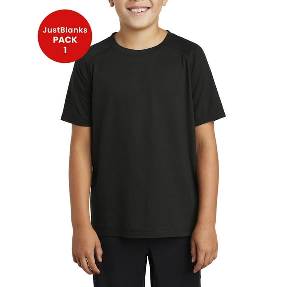 JustBlanks Youth Tri Blend Wicking Raglan Tee with PosiCharge Technology