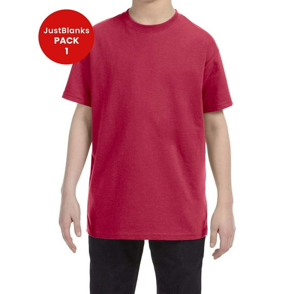 JustBlanks Youth Dri Power Active 50 50 Cotton Poly T Shirt Moisture Wicking Seamless Rib Knit Crew Collar
