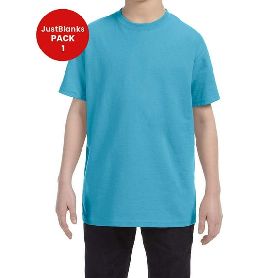 JustBlanks Youth Dri Power Active 50 50 Cotton Poly T Shirt Moisture Wicking Seamless Rib Knit Crew Collar