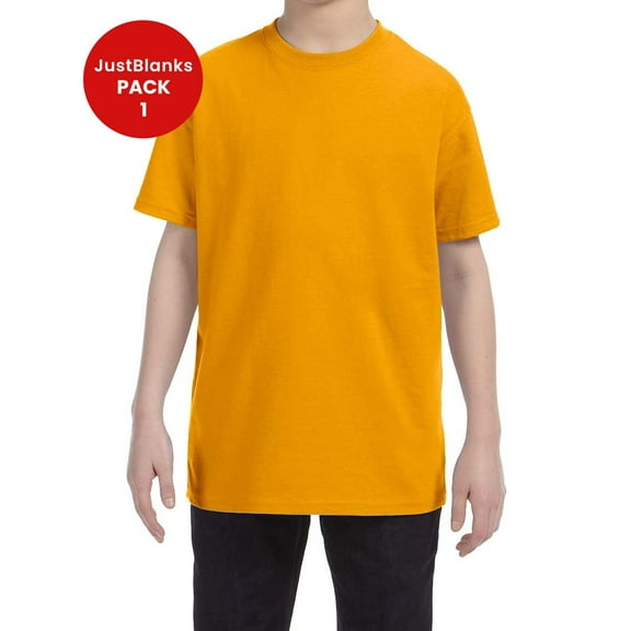 JustBlanks Youth Dri Power Active 50 50 Cotton Poly T Shirt Moisture Wicking Seamless Rib Knit Crew Collar