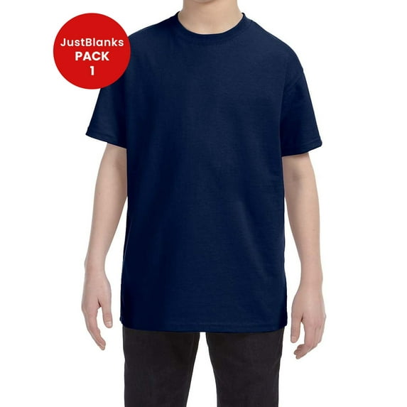 JustBlanks Youth Dri Power Active 50 50 Cotton Poly T Shirt Moisture Wicking Seamless Rib Knit Crew Collar