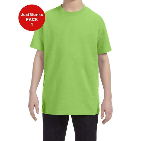 JustBlanks Youth Dri Power Active 50 50 Cotton Poly T Shirt Moisture Wicking Seamless Rib Knit Crew Collar