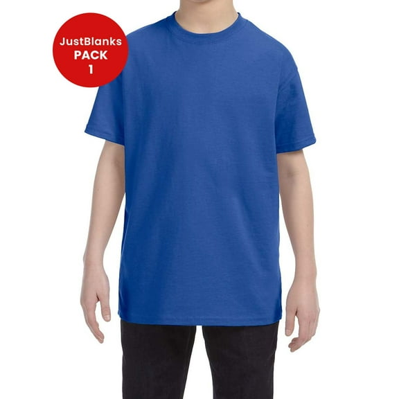 JustBlanks Youth Dri Power Active 50 50 Cotton Poly T Shirt Moisture Wicking Seamless Rib Knit Crew Collar