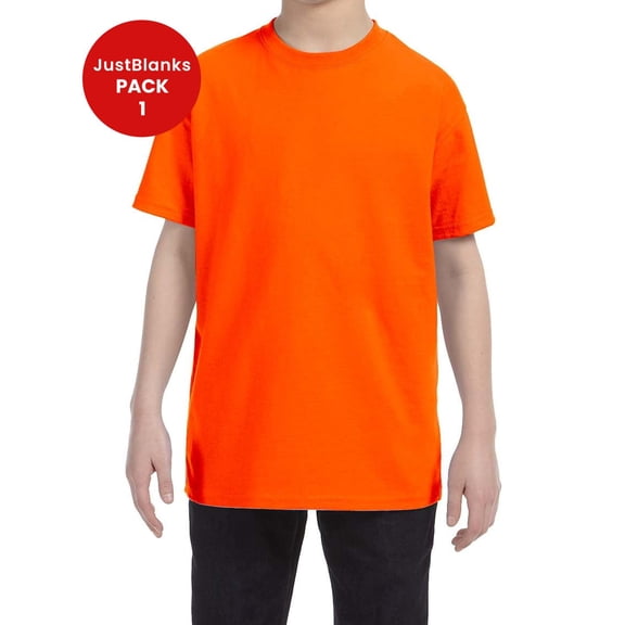 JustBlanks Youth Dri Power Active 50 50 Cotton Poly T Shirt Moisture Wicking Seamless Rib Knit Crew Collar