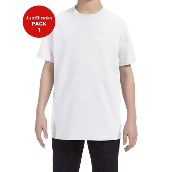 JustBlanks Youth Dri Power Active 50 50 Cotton Poly T Shirt Moisture Wicking Seamless Rib Knit Crew Collar