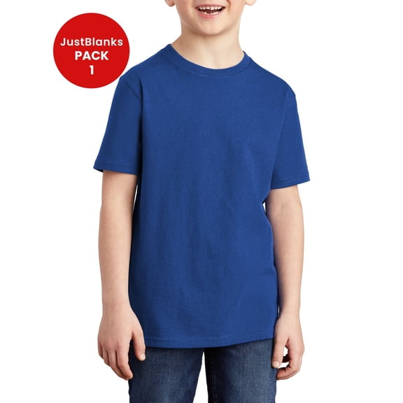 JustBlanks Youth Short Sleeve Crewneck Durable Lightweight Everyday Wear T Shirt