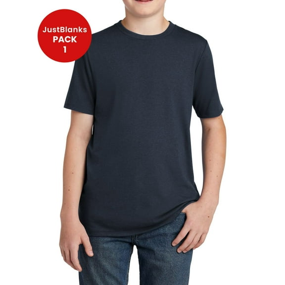 JustBlanks Youth Perfect Tri Tee Shoulder to shoulder taping 1x1 rib knit neck 32 singles