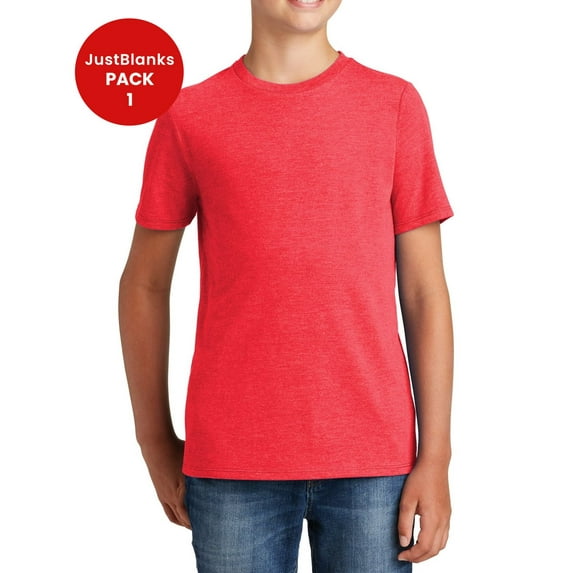 JustBlanks Youth Perfect Tri Tee Shoulder to shoulder taping 1x1 rib knit neck 32 singles