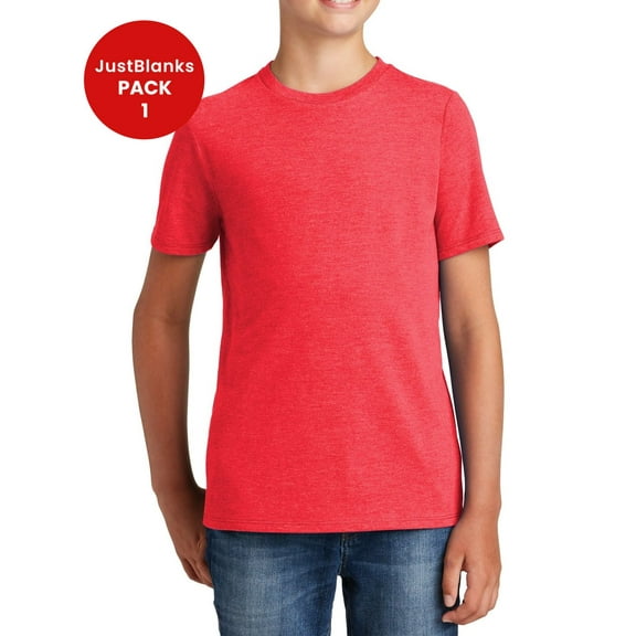 JustBlanks Youth Perfect Tri Tee Shoulder to shoulder taping 1x1 rib knit neck 32 singles