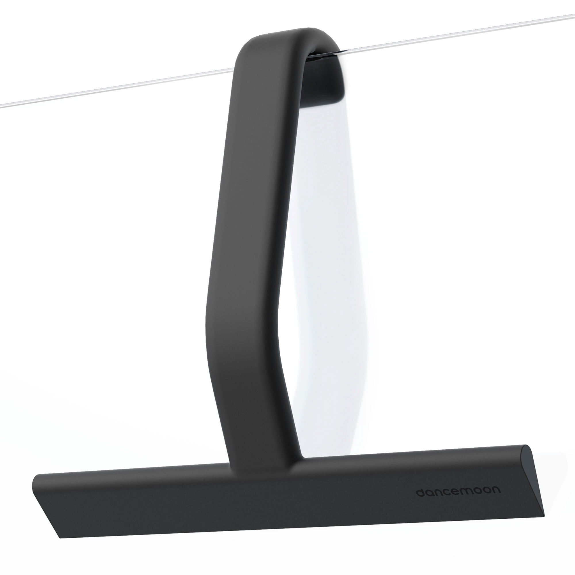 dancemoon Shower Squeegee for Glass Doors, One-Piece Soft-Touch Silicone Water Wiper with Built-in Hook for Bathroom and Tile Walls, 10-inch, Black