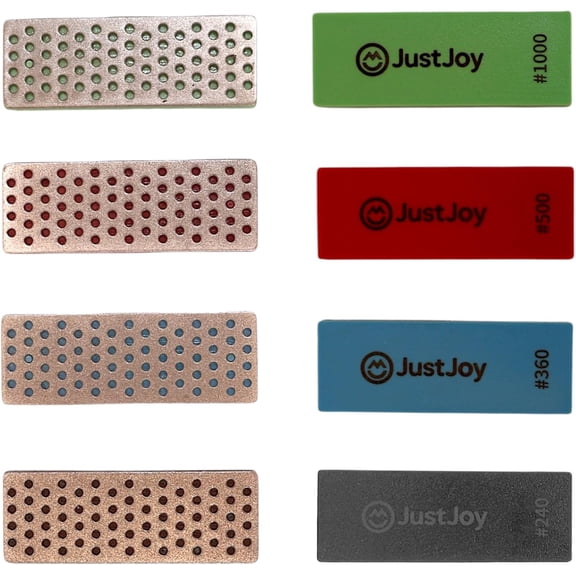 JustJoy Ski & Snowboard Edge Tuning Diamond Stone Set (4-Piece) | 240, 360, 500, 1000 Grit Sharpening Kit | Removes Burrs, Rust & Polishes for Ice Grip$$Sport & Recreation Other