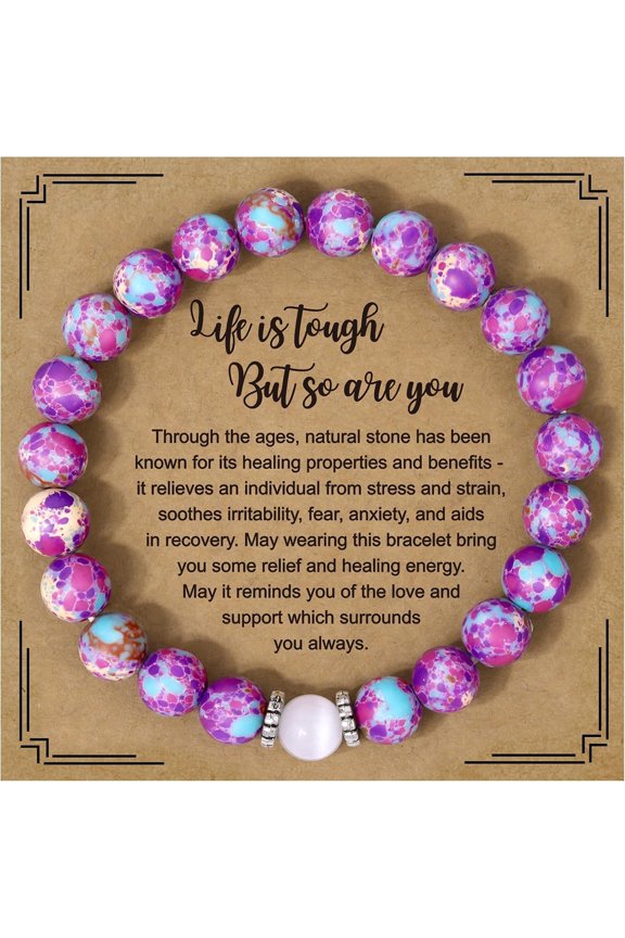 JustME Women's Bracelets, Best Friend & Sister Gifts - Birthday, Mother's Day, Christmas Inspirational Friendship Presents - Encouraging Healing Natural Gemstone Bracelets for Women