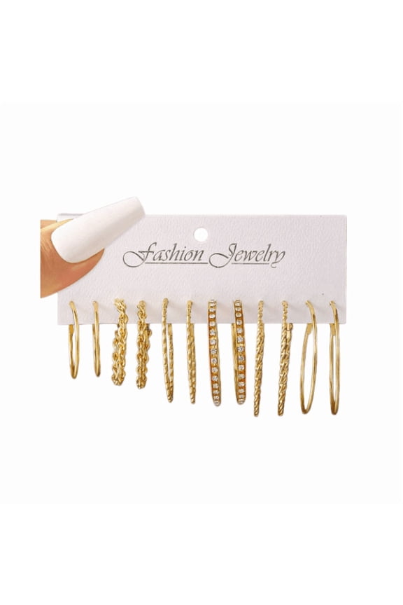 Gold Plated Hypoallergenic Hoop Earring Set, Multi-size Mixed Design Small Hoops for Sensitive Ears