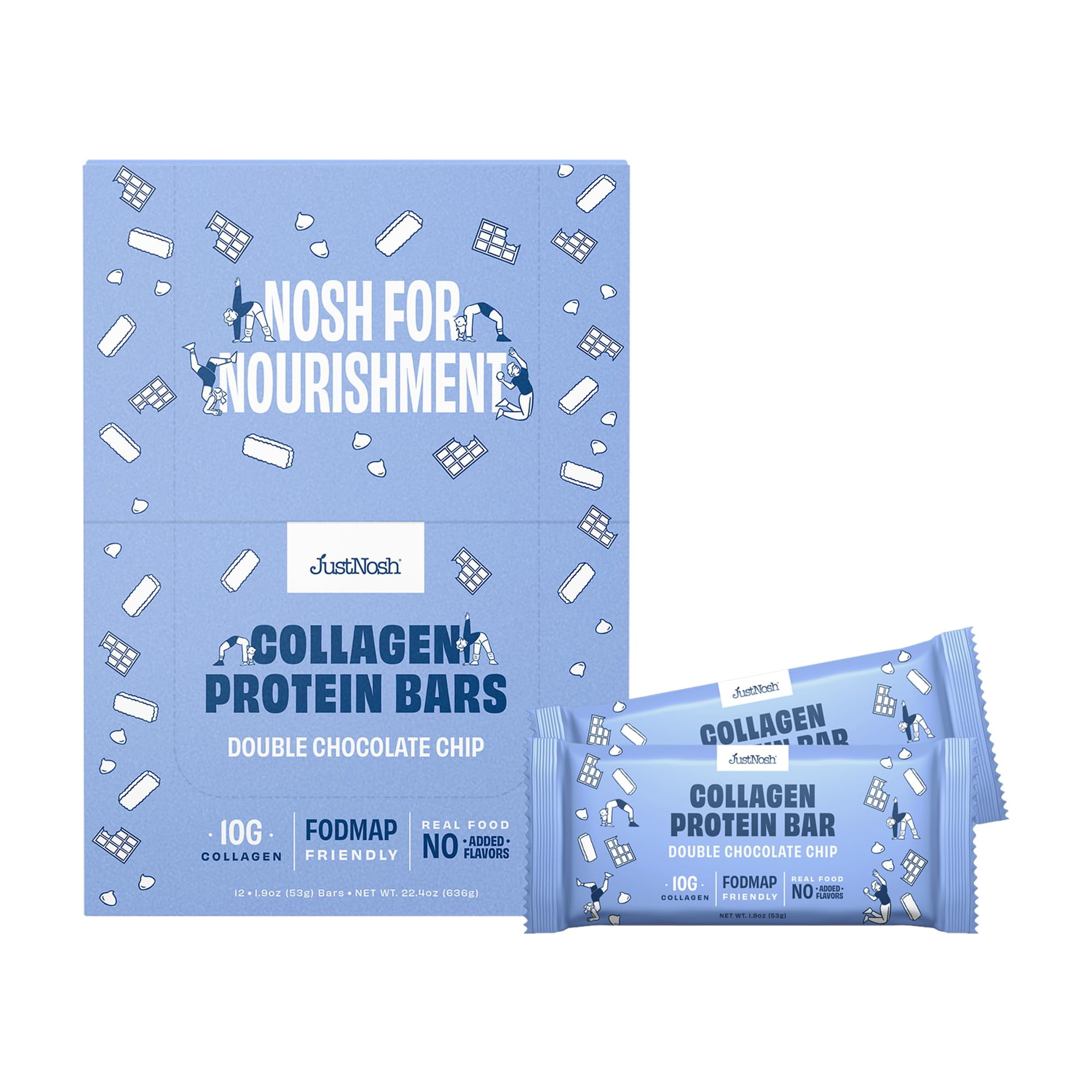 JustNosh Collagen Protein Bars, OIF8 10g Collagen, 15g Protein, Gluten