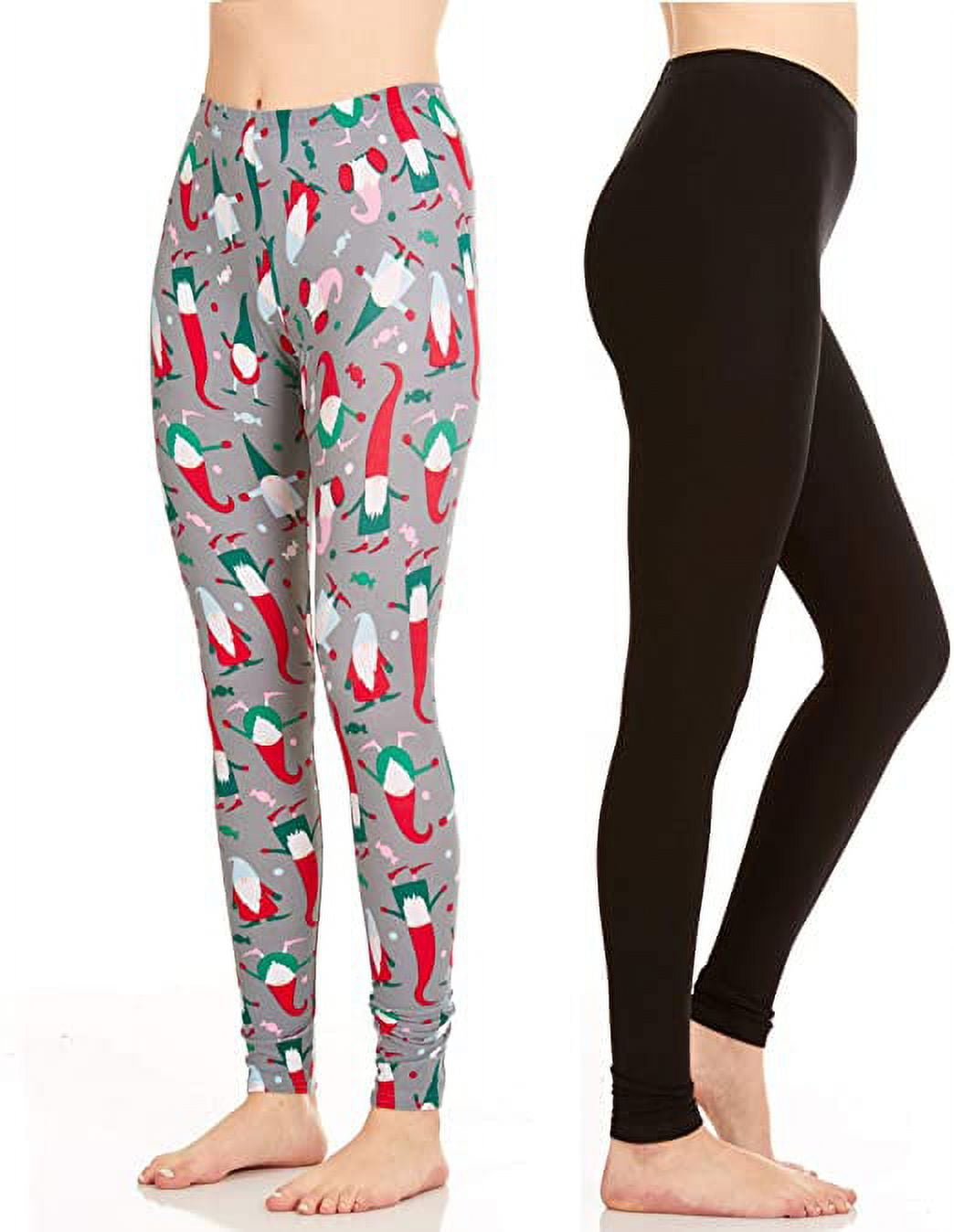 JustOne Women s Leggings Fleece Lined Leggings for Women Colorful Christmas Lights and Black Leggings Medium