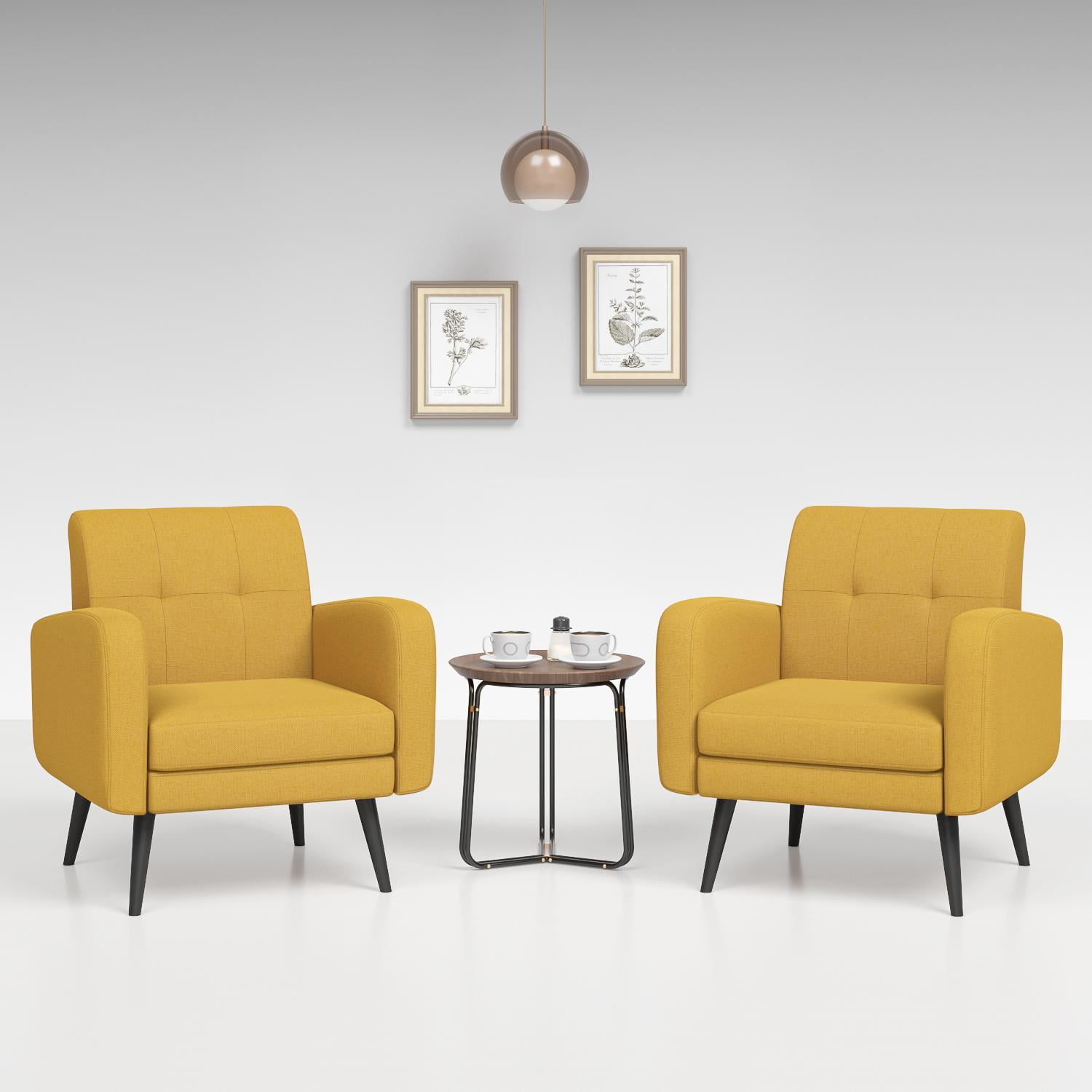 JustRoomy Accent Chairs Arm Chair with Black Wooden Leg Removable