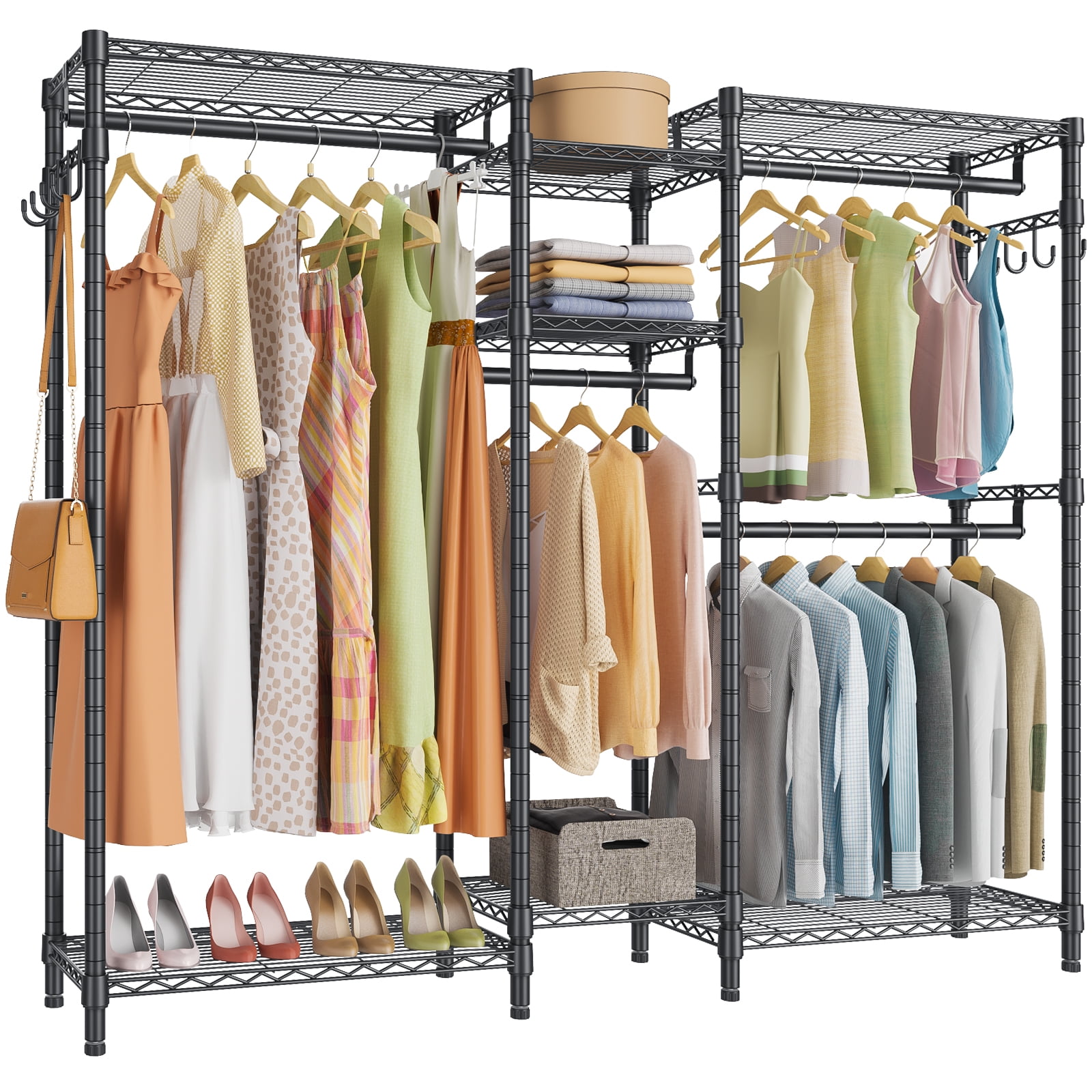 Raybee 800 Lbs Heavy Duty Clothes Rack for Hanging Clothes, Metal, Portable  & Freestanding Closet - White / 75 W x 17.8 D x 77 H