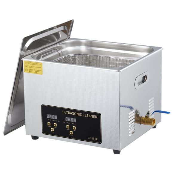 JustSmart 15L Commercial Ultrasonic Cleaner. Stainless Steel Parts Washer with Heater and Digital Timer. 360W 40kHz Ultrasonic Cleaning Machine with Black Control Panel for Auto Parts. Lab & Jew