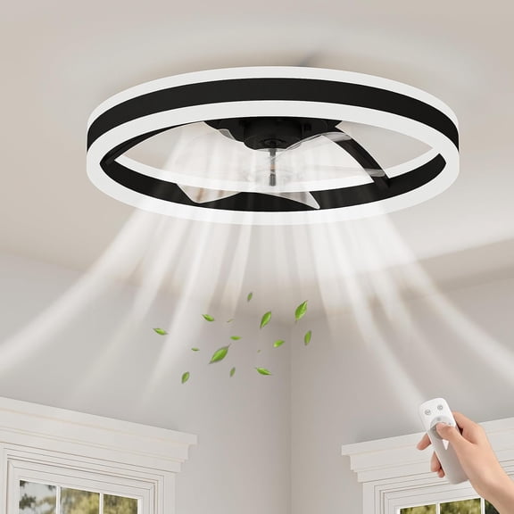 JustSmart 20" Fandelier Caged Ceiling Fan with Light & Remote, 10%-100% Dimmable, Small Farmhouse Fan Light Ceiling Fixture for Kitchen, Bedroom