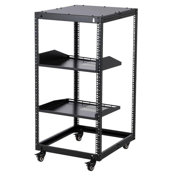 JustSmart 20U Open Frame Server Rack, Network Rack, Heavy Duty 500 LBS, Adjustable Depth, Wall Mount or Floor Standing, for Server Switch Router