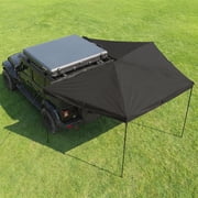 JustSmart 270  Heavy Duty Passenger Side Car Awning, 2M Black Waterproof Ripstop Oxford Sun Shelter, Retractable RV Roof Rack Canopy